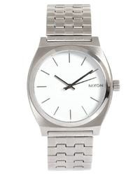 Nixon Silver Brushed Steel Watch