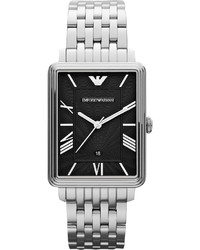 Emporio Armani Rectangular Stainless Steel Watch Silver