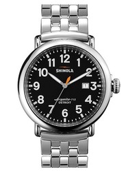 Shinola The Runwell Bracelet Watch 47mm Silver Black
