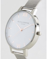 Olivia Burton Silver Large White Dial Mesh Watch