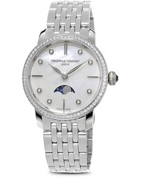 Frederique Constant Slimline Moonphase Stainless Steel Watch With Mother Of Pearl Dial 30mm