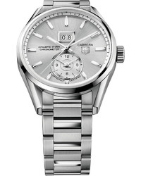 Tag Heuer Swiss Automatic Carrera Calibre 8 Grande Date Gmt Cosc Stainless Steel Bracelet Watch 41mm War5011ba0723
