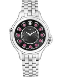 Fendi Timepieces Crazy Carats Stainless Steel Topaz Watch With Black Dial 15 Tcw