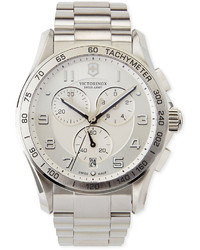 Swiss Army Victorinox Chrono Classic Xls Stainless Chronograph Watch With Silver Dial