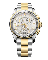 Victorinox Swiss Army Chrono Classic Bracelet Watch Silver Gold