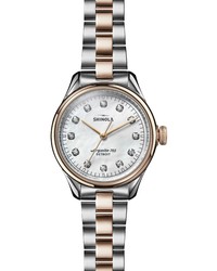 Shinola Vinton Diamond Mother Of Pearl Bracelet Watch