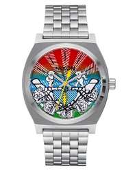 Nixon X Grateful Dead The Time Teller Stainless Bracelet Watch In All Silver Bears Roses At Nordstrom