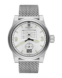 Zodiac Aviator Mesh Bracelet Watch 48mm Silver