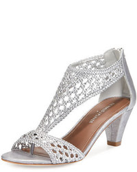 Silver Woven Leather Sandals
