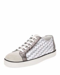 Silver Woven Sneakers