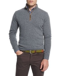 Peter Millar Artisan Cashmere Quarter Zip Sweater Argento
