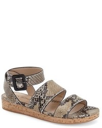 Snake Leather Flat Sandals
