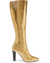 Snake Leather Knee High Boots