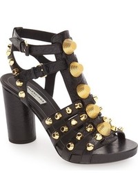 Studded Leather Heeled Sandals