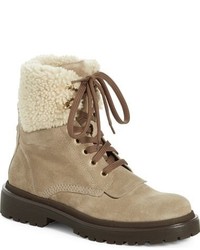 Moncler Patty Scarpa Genuine Shearling Trim Ankle Boot
