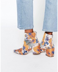 Asos Reach Pointed Jacquard Ankle Boots