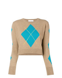 Tan Argyle Crew-neck Sweater