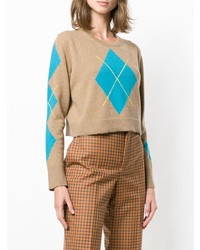 Giada Benincasa Cropped Argyle Sweater