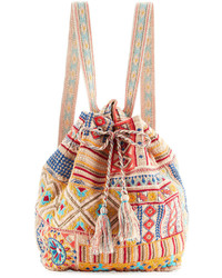 Johnny Was Arwen Embroidered Drawstring Backpack