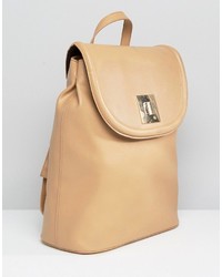 Asos Curved Backpack With Metal Lock