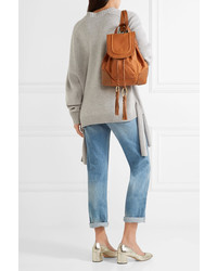 See by Chloe See By Chlo Polly Tasseled Textured Leather Backpack Camel