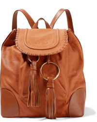 See by Chloe See By Chlo Polly Tasseled Textured Leather Backpack Camel