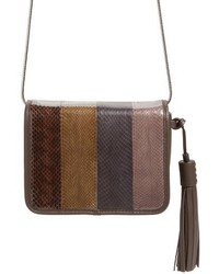 AllSaints Bansho Genuine Snakeskin Shoulder Bag Brown