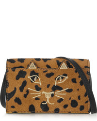 Charlotte Olympia Feline Leopard Print Calf Hair Shoulder Bag Leopard Print