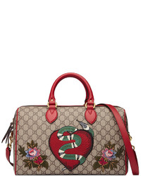 Gucci Limited Edition Gg Supreme Top Handle Bag With Embroideries