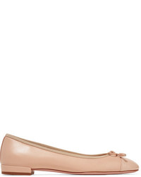 Prada Matte And Patent Leather Ballet Flats Beige