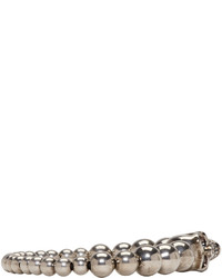 Alexander McQueen Silver Antiqued Beaded Skull Bracelet