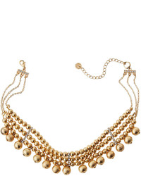 Lydell NYC Golden Triple Strand Beaded Choker Necklace