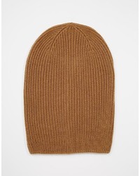 Asos Brand Slouchy Beanie In Camel