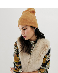 My Accessories Camel Ribbed Beanie Hat