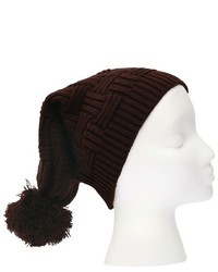 Sylvia Alexander Slouchy Textured Knit Beanie Hat With Pom