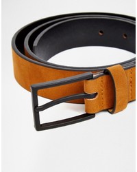 Asos Brand Smart Belt In Tan Faux Suede