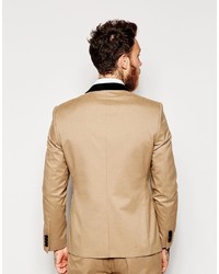 Asos Brand Skinny Suit Jacket With Velvet Trim