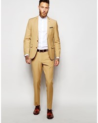 Asos Brand Slim Suit Jacket In Camel
