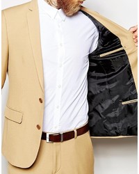 Asos Brand Slim Suit Jacket In Camel