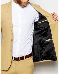 Asos Brand Wedding Super Skinny Suit Jacket In Camel