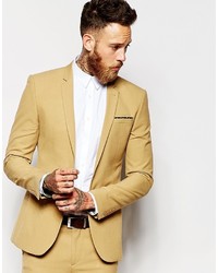 Asos Brand Wedding Super Skinny Suit Jacket In Camel