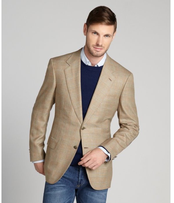 Brioni Tan Plaid Wool Two Button Jacket | Where to buy & how to wear