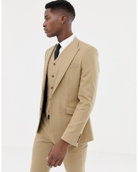 ASOS DESIGN Skinny Suit Jacket In Camel Micro Texture