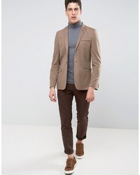 Asos Skinny Suit Jacket In Latte Brown
