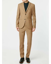 Topman Camel 100% Wool Skinny Fit Suit Jacket