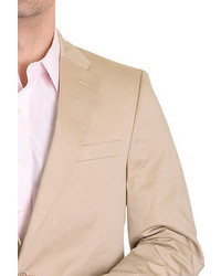 Tommy Hilfiger Trim Fit Solid Khaki Tan Stretch Cotton Blend Blazer Sportcoat