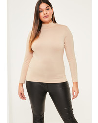 Missguided Plus Size Nude High Neck Jersey Top