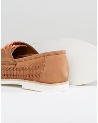 Frank Wright Woven Boat Shoes In Tan