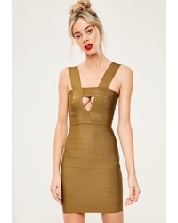 Missguided Green Bandage Cut Out Bodycon Dress