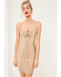 Missguided Nude Bandage Strap Detail Bodycon Dress
